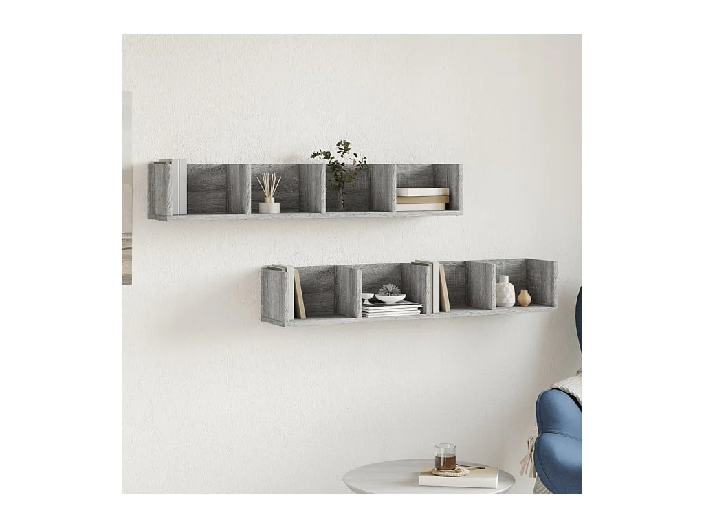 Armoires murales 2 pcs sonoma gris 99x18x16,5cm bois ingénierie FR78931