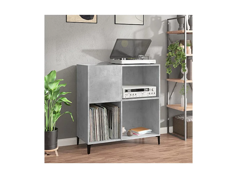 Armoire à disques gris béton 84,5x38x89 cm bois d'ingénierie FR66027