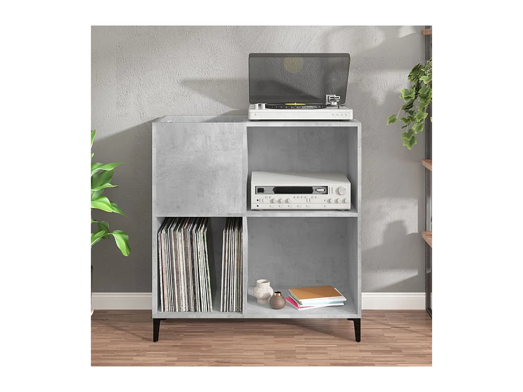 Armoire à disques gris béton 84,5x38x89 cm bois d'ingénierie FR66027