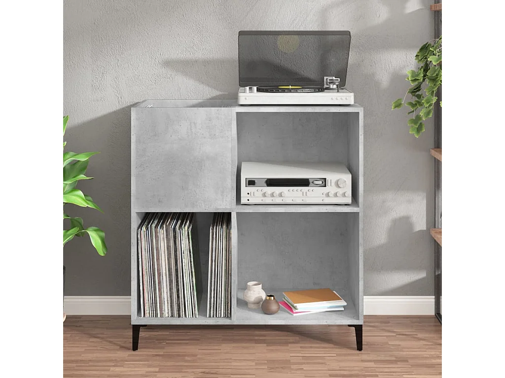 Armoire à disques gris béton 84,5x38x89 cm bois d'ingénierie FR66027