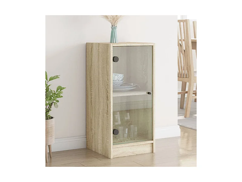 Armoire latérale avec portes en verre chêne sonoma 35x37x75,5cm FR51036