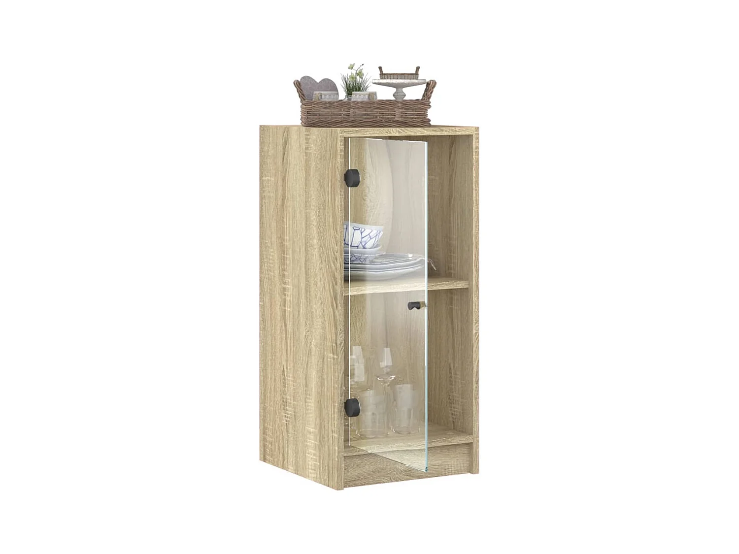 Armoire latérale avec portes en verre chêne sonoma 35x37x75,5cm FR51036
