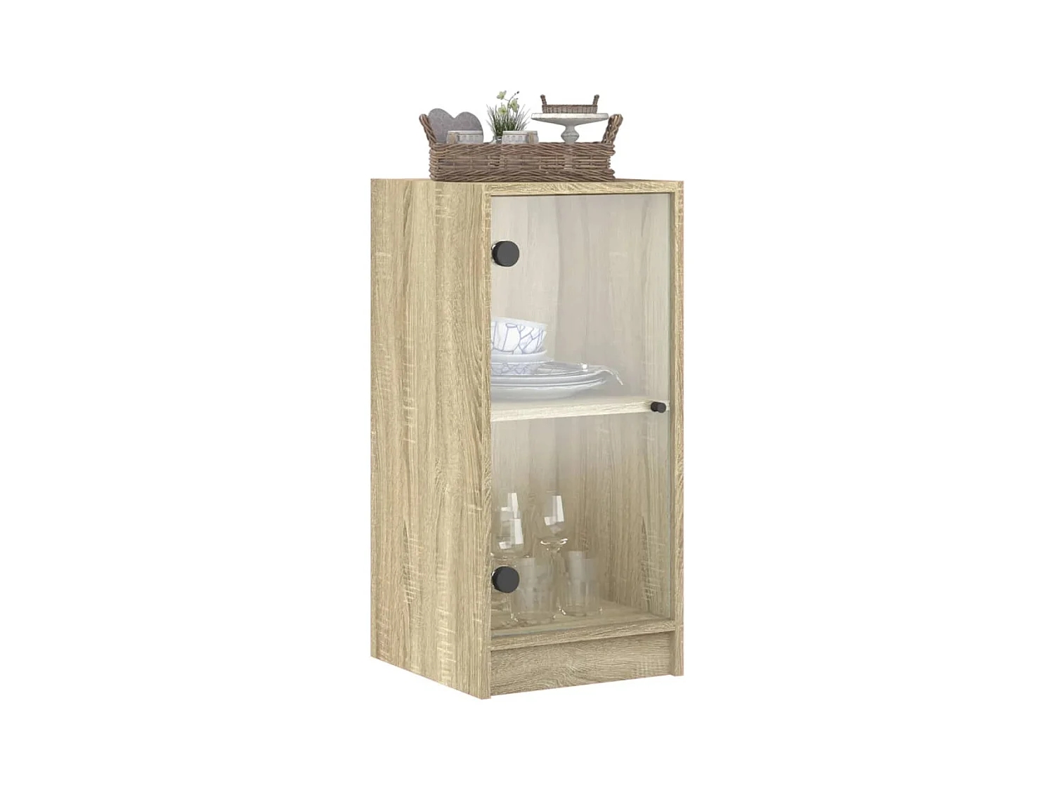 Armoire latérale avec portes en verre chêne sonoma 35x37x75,5cm FR51036