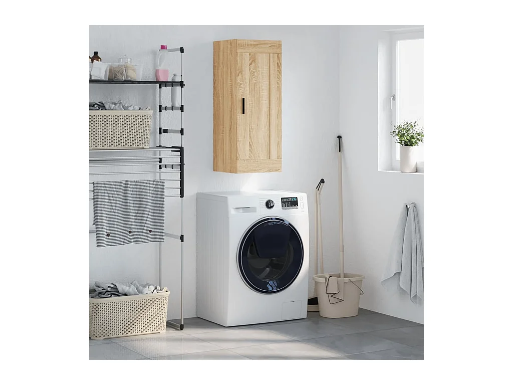 Armario de pared madera ingeniería roble Sonoma 34,5x34x90 cm ES340331