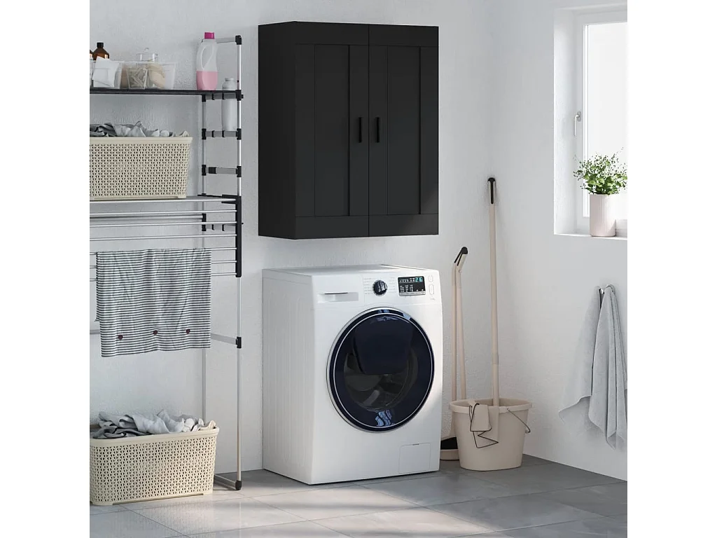 Armoire murale noir 69,5x34x90 cm bois d'ingénierie FR68449