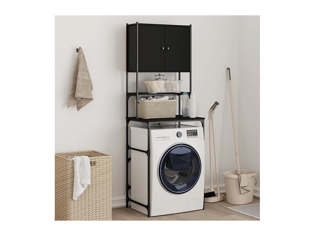 Armoire de machine à laver noir 68x48,5x194 cm FR82816