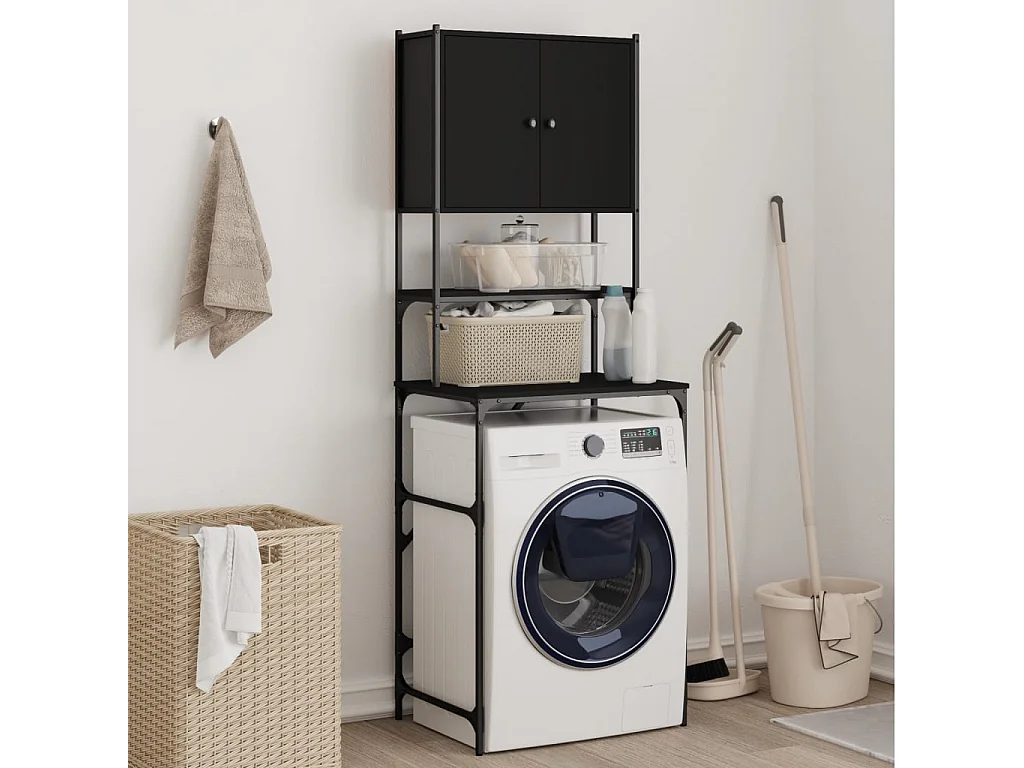 Armoire de machine à laver noir 68x48,5x194 cm FR82816