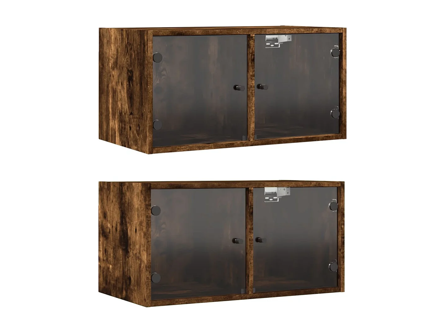 Armário parede c/ porta vidro 2 pcs 68,5x37x35 cm carvalho fumo PT373622