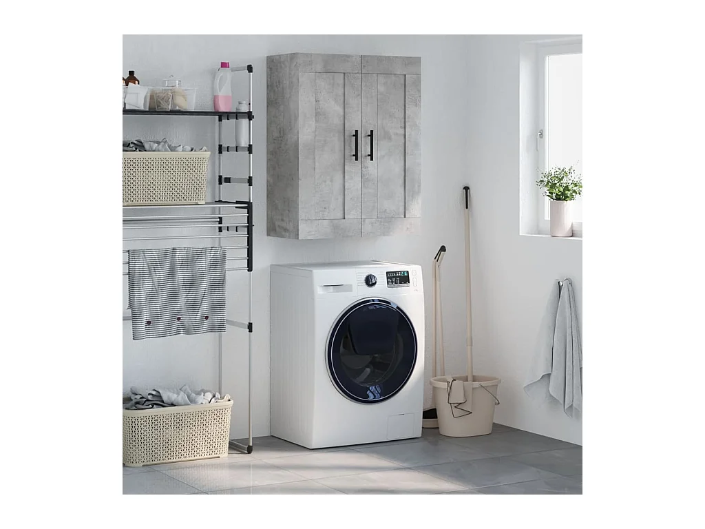 Armario de pared madera ingeniería gris hormigón 69,5x34x90 cm ES632046