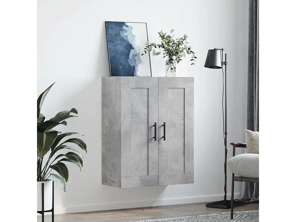 Armoire murale gris béton 69,5x34x90 cm bois d'ingénierie FR57759
