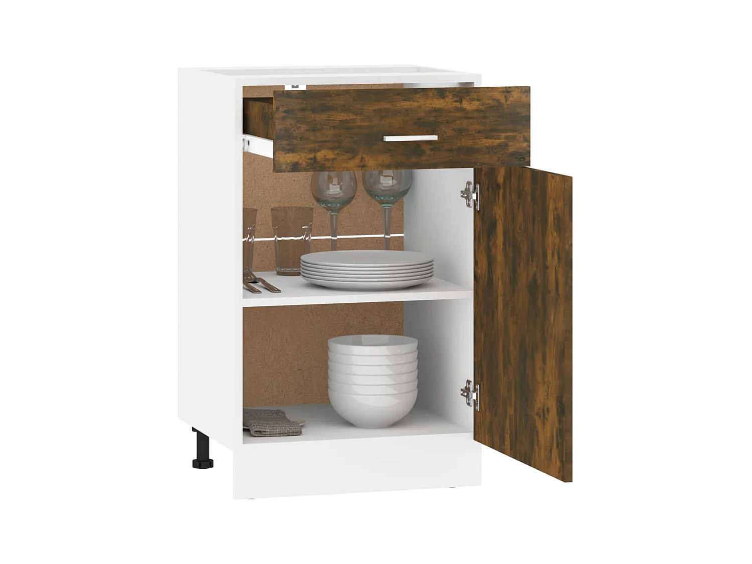 Armário inferior c/ gavetas 50x46x81,5 cm madeira proc. fumado PT435655