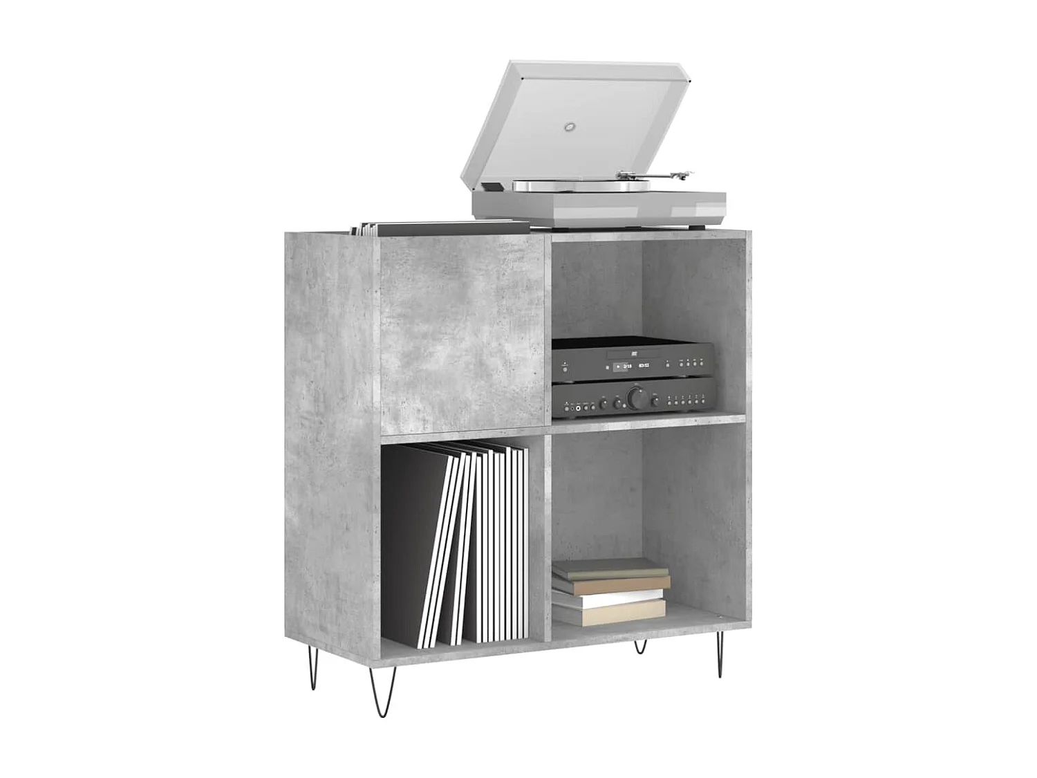 Armoire à disques gris béton 84,5x38x89 cm bois d'ingénierie FR84912