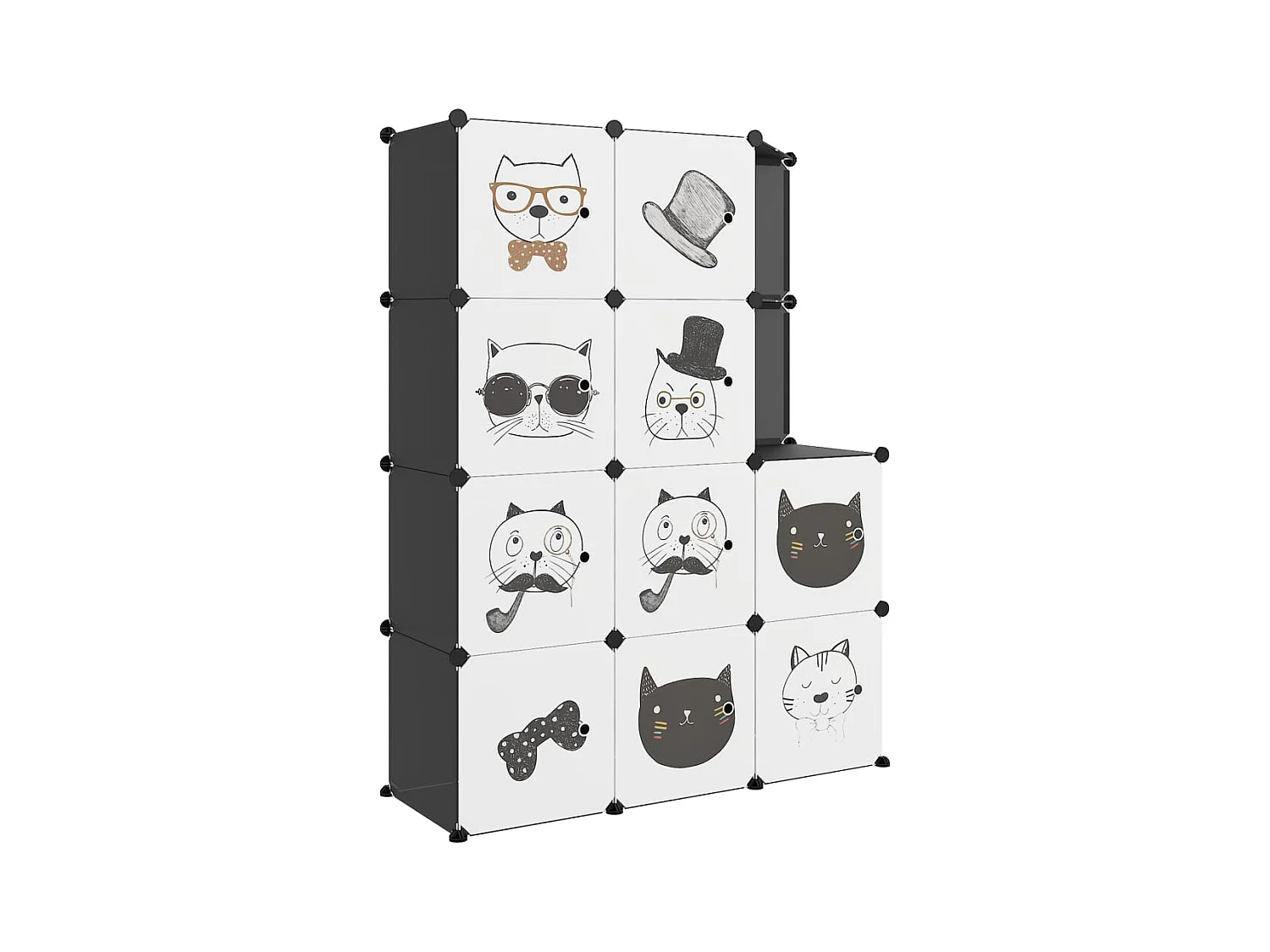 Estantería infantil de cubos con 10 compartimentos negro PP ES896282