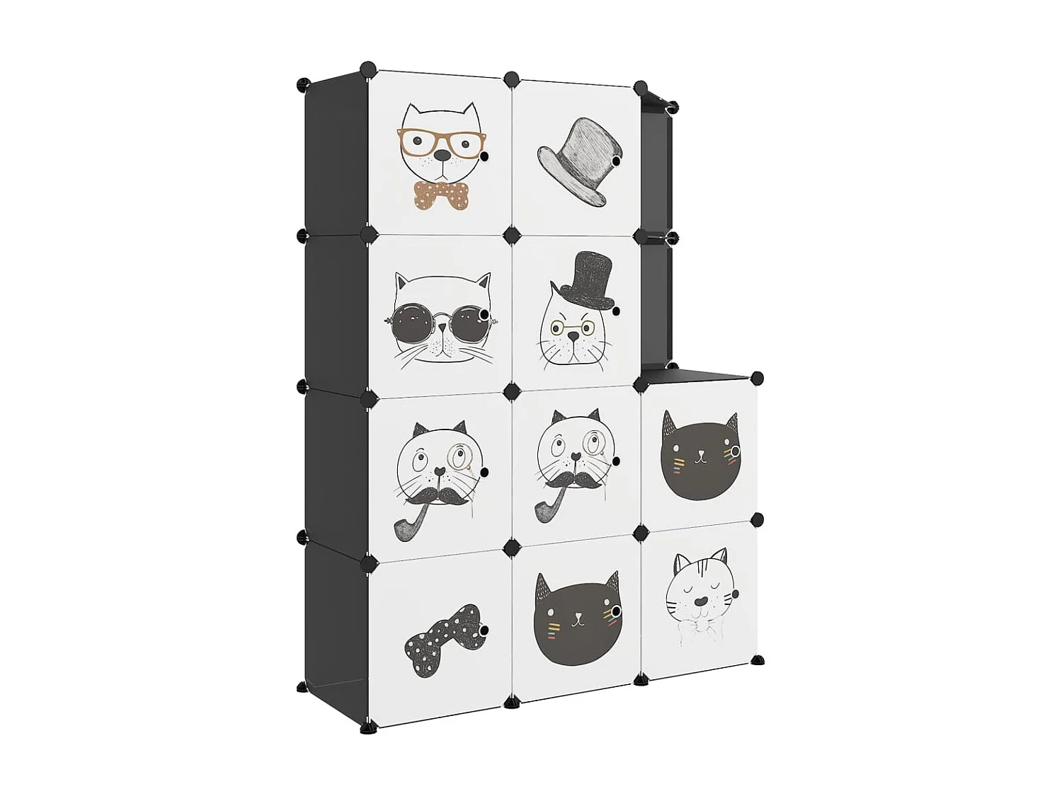 Armoire de rangement pour enfants avec 10 cubes Noir PP FR56929