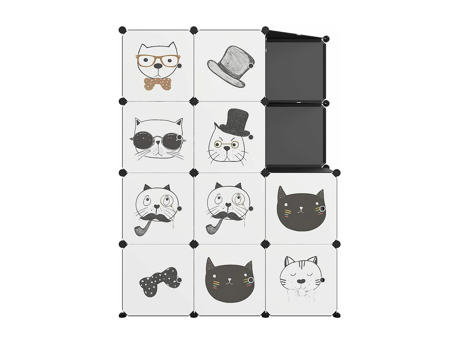 Armoire de rangement pour enfants avec 10 cubes Noir PP FR56929