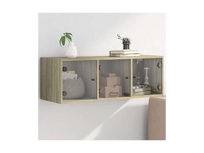 Mueble de pared puertas de vidrio roble Sonoma 102x37x35 cm ES409143