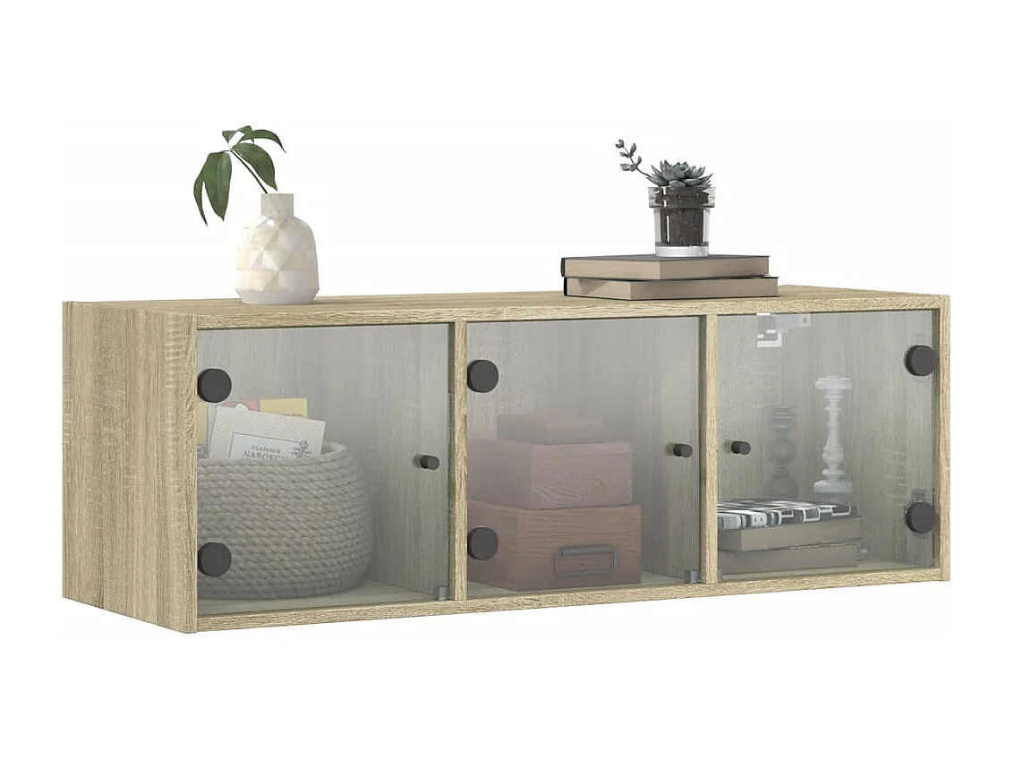 Armoire murale avec portes en verre chêne sonoma 102x37x35 cm FR84306