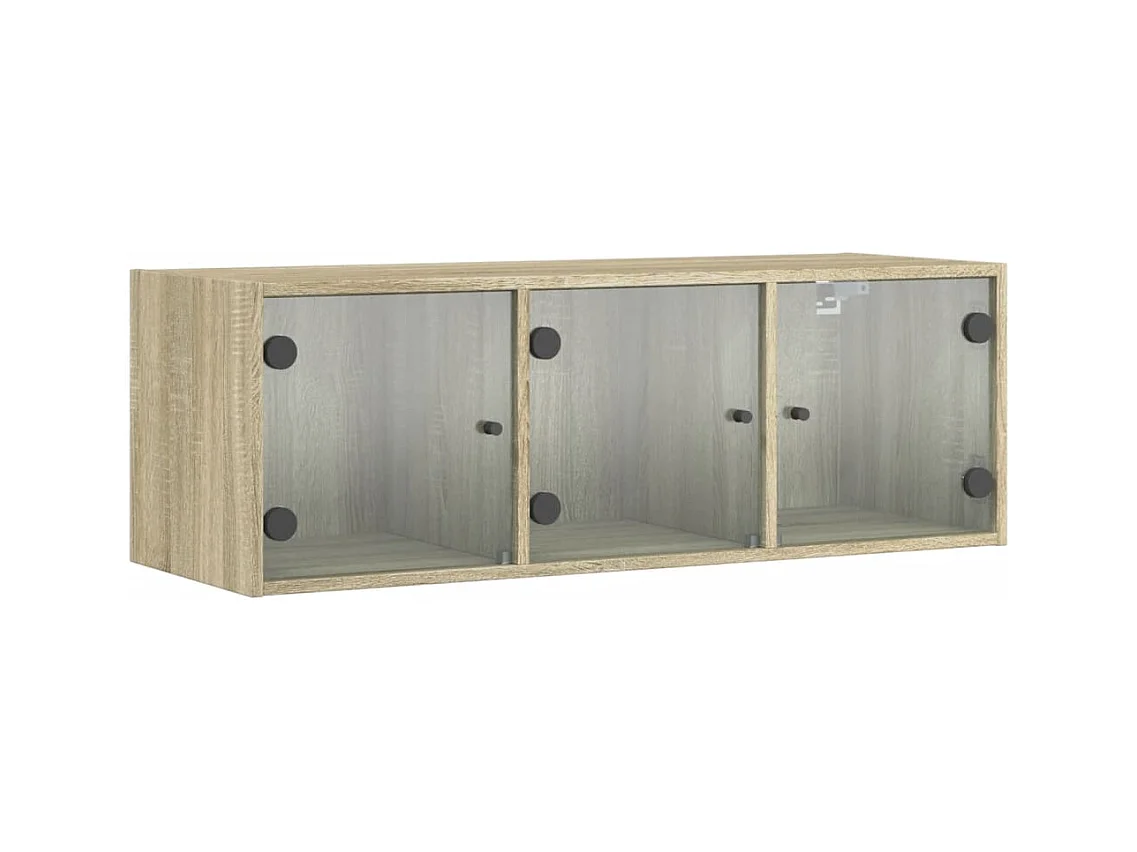 Wandkast met glazen deuren 102x37x35 cm sonoma eikenkleurig BE743939