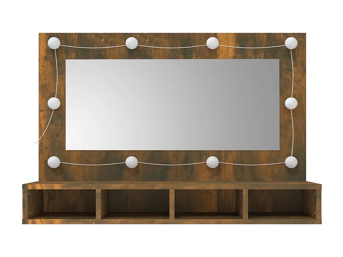 Armoire à miroir avec LED Chêne fumé 90x31,5x62 cm FR33181