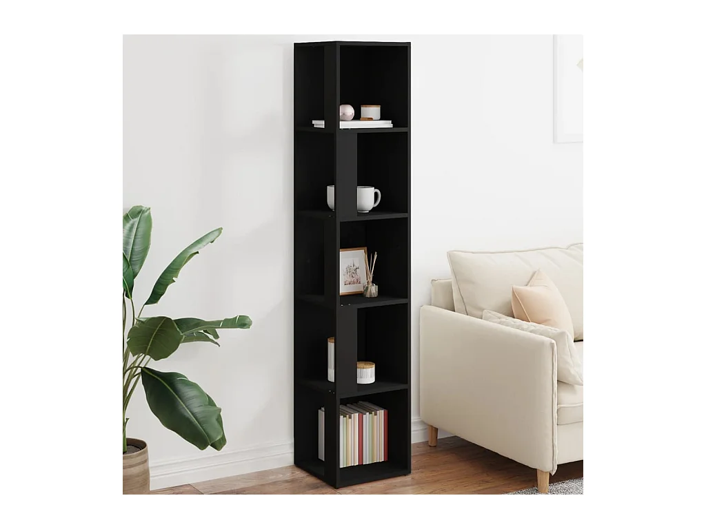 Armoire d'angle Noir 33x33x164,5 cm Bois d'ingénierie FR24821