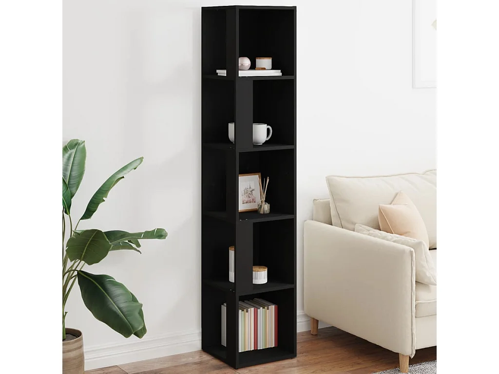 Armoire d'angle Noir 33x33x164,5 cm Bois d'ingénierie FR24821