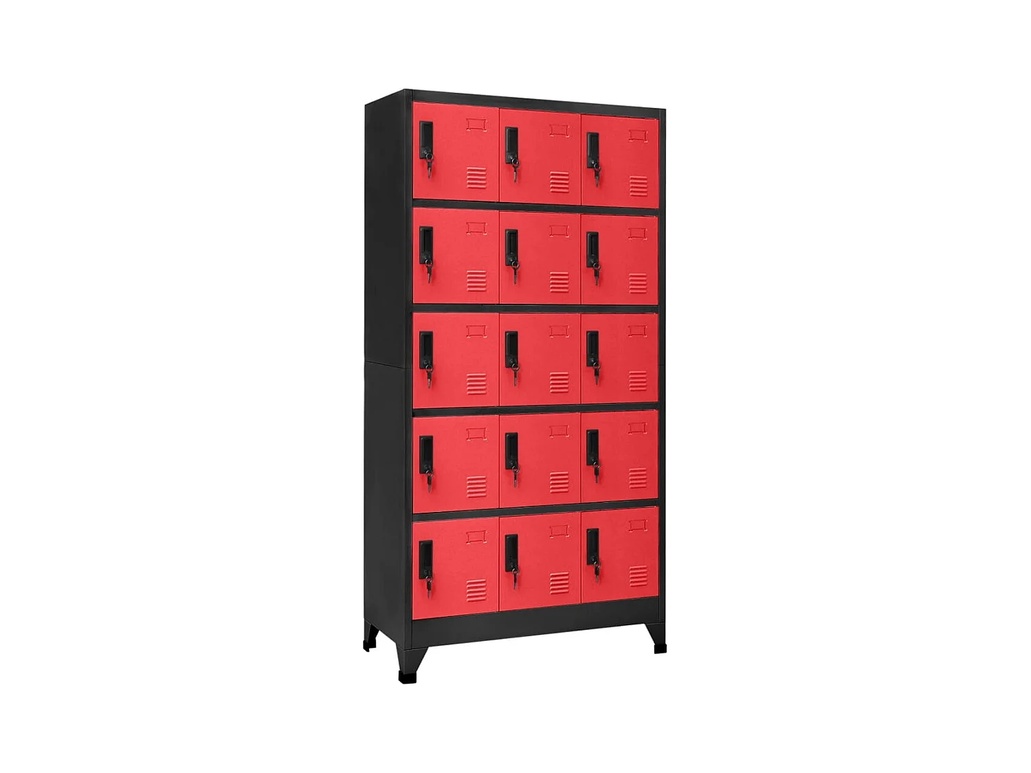 Armoire à casiers Anthracite et rouge 90x40x180 cm Acier FR22735