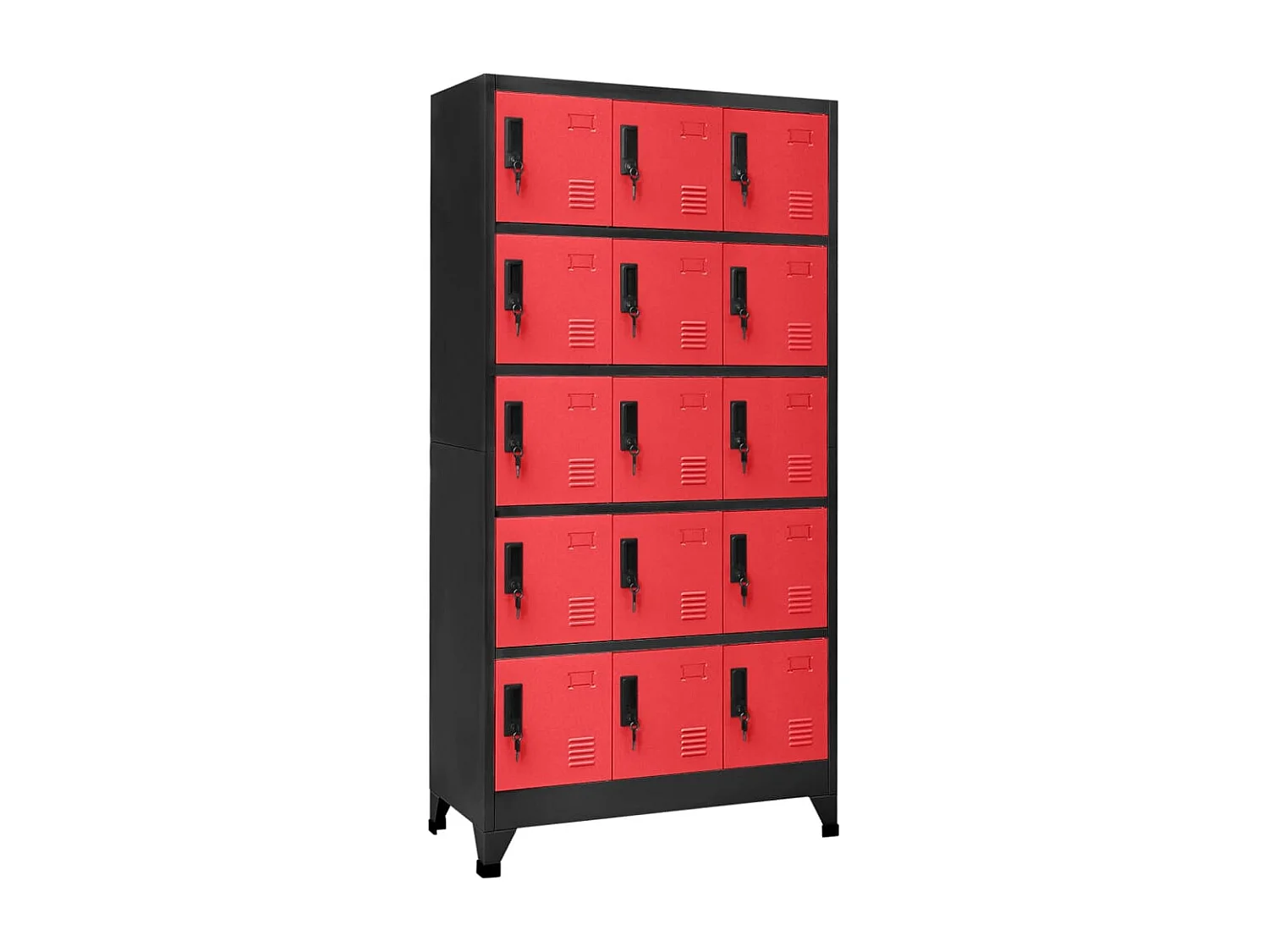Armoire à casiers Anthracite et rouge 90x40x180 cm Acier FR22735