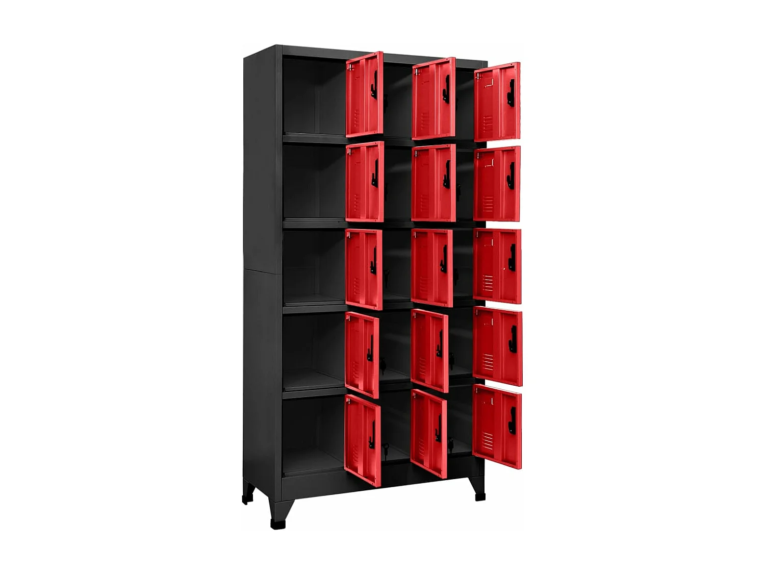 Armoire à casiers Anthracite et rouge 90x40x180 cm Acier FR22735