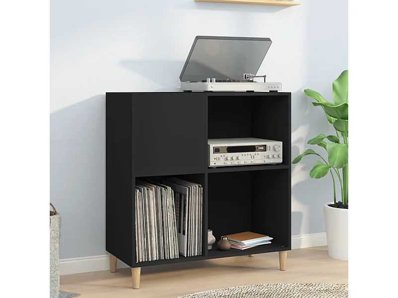 Armário para discos 84,5x38x89 cm derivados de madeira preto PT978429
