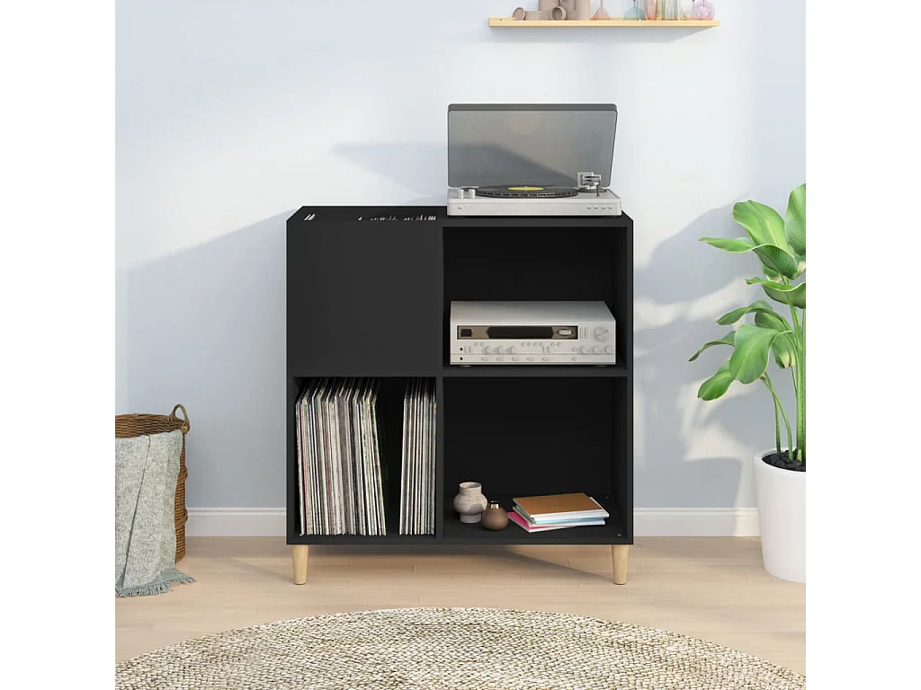 Armoire à disques noir 84,5x38x89 cm bois d'ingénierie FR99257