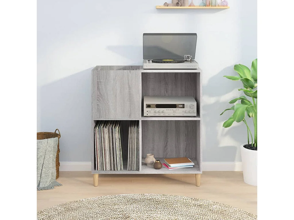 Armário p/ discos 84,5x38x89 cm derivados madeira cinza sonoma PT362712