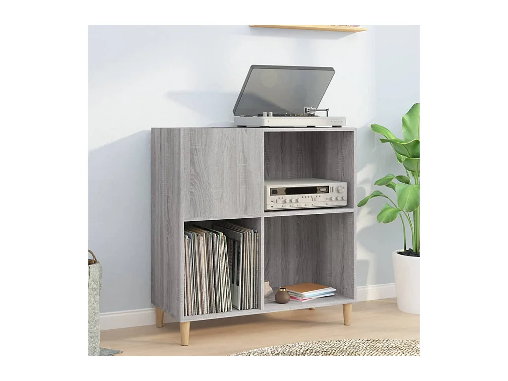 Platenkast 84,5x38x89 cm bewerkt hout grijs sonoma eikenkleurig BE252189