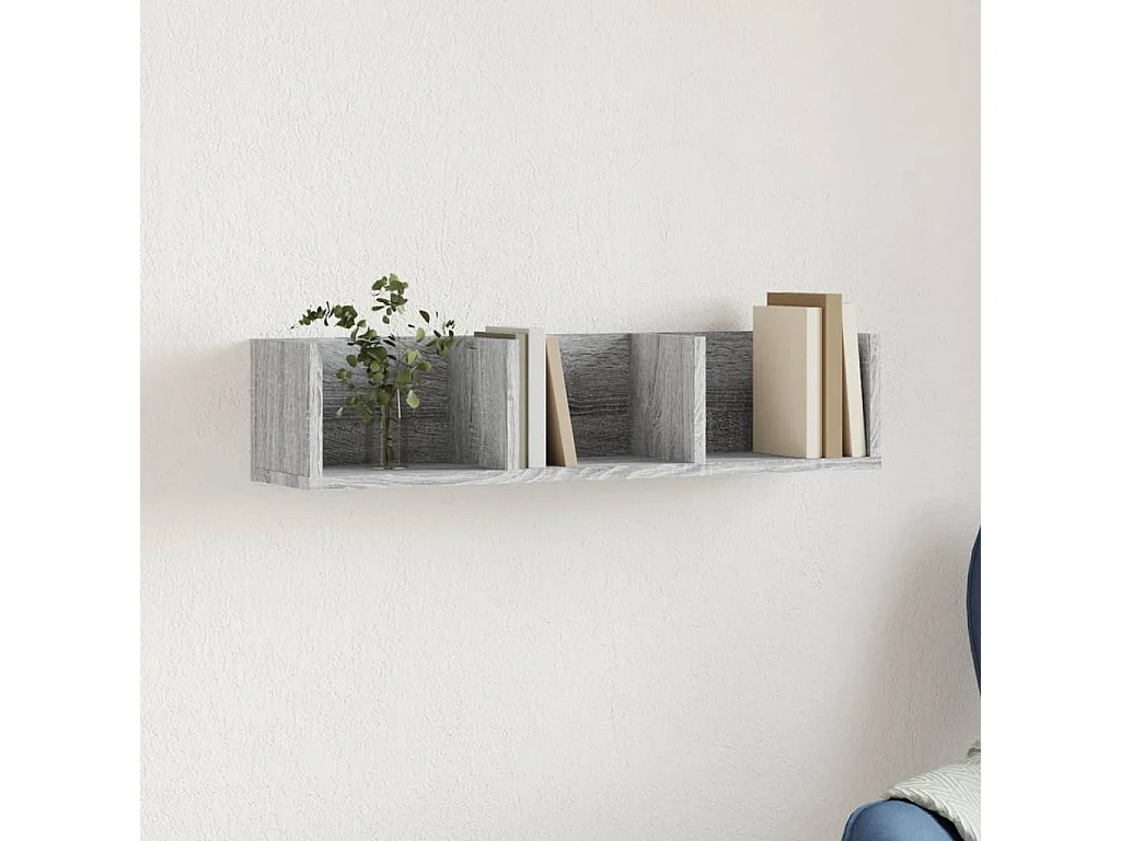 Wandkast 75x18x16,5 cm bewerkt hout grijs sonoma eikenkleurig BE444453