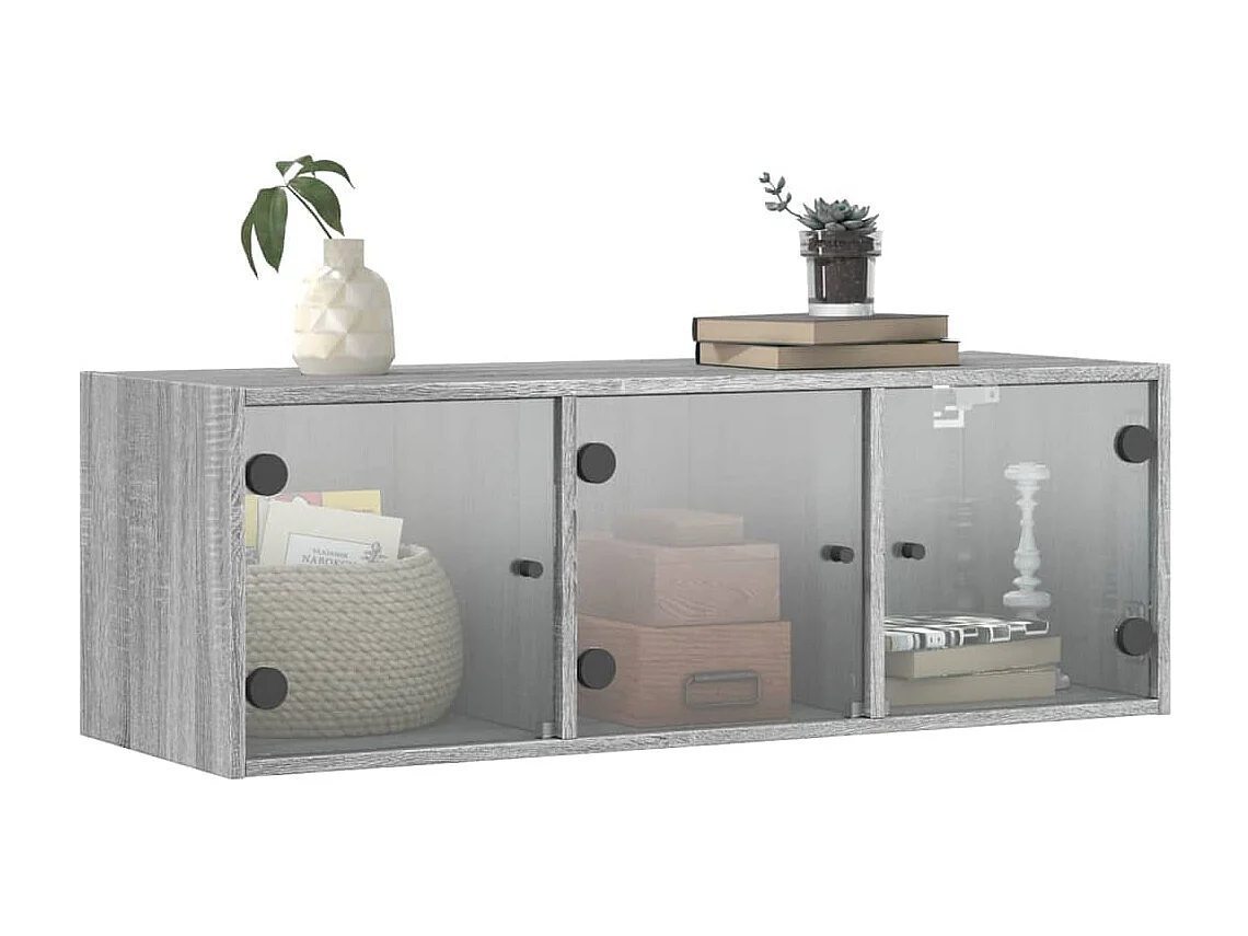 Armoire murale avec portes en verre sonoma gris 102x37x35 cm FR15952