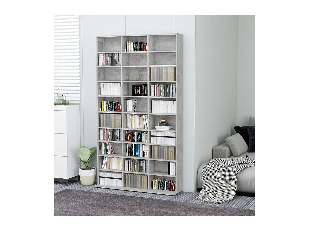 Armoire à CD Gris béton 102x16x177,5 cm Bois d'ingénierie FR50808