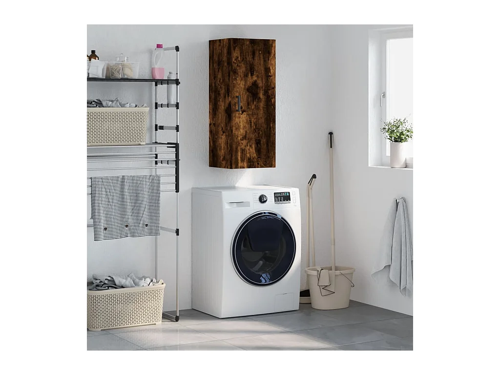 Armario de pared roble ahumado 34,5x34x90 cm ES210891