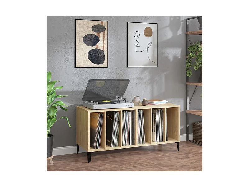 Armoire à disques chêne sonoma 100x38x48 cm bois d'ingénierie FR19019