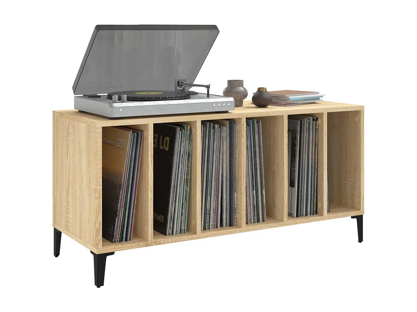 Platenkast 100x38x48 cm bewerkt hout sonoma eikenkleurig BE272948