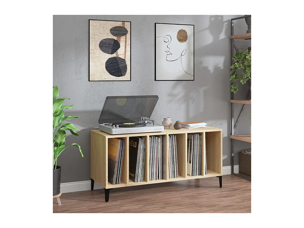 Platenkast 100x38x48 cm bewerkt hout sonoma eikenkleurig BE272948