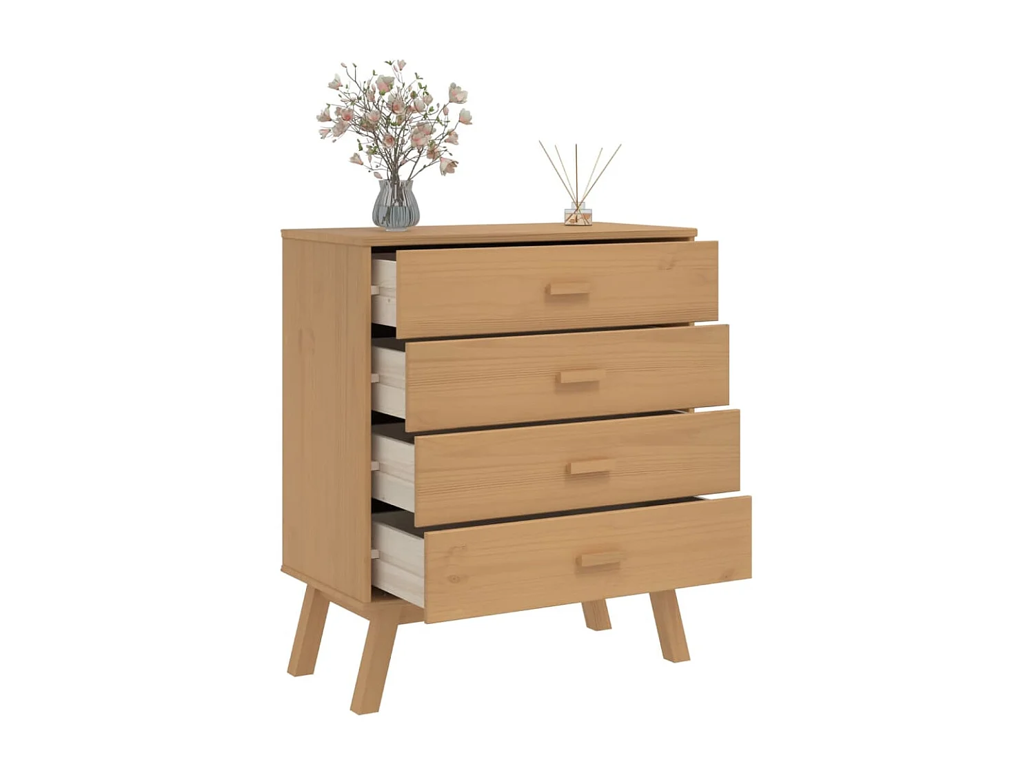 Armoire à tiroirs OLDEN marron bois de pin solide FR82851