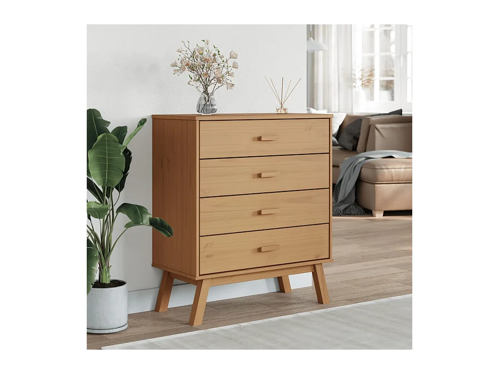 Mesita de noche OLDEN madera maciza de pino marrón ES150184