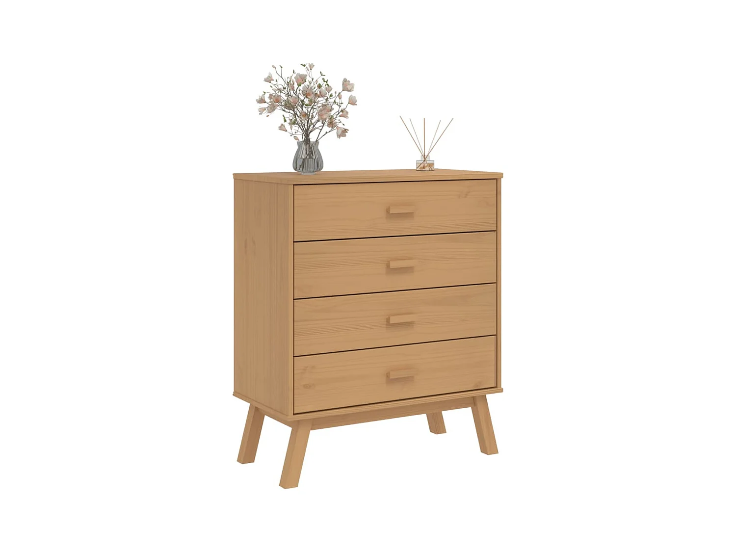 Mesita de noche OLDEN madera maciza de pino marrón ES150184