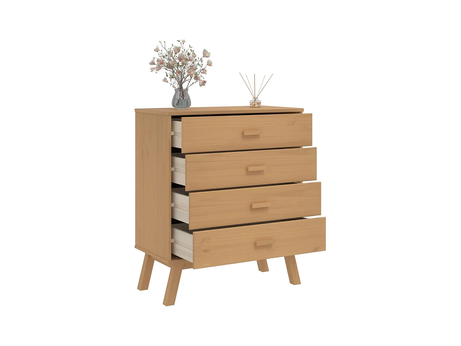 Mesita de noche OLDEN madera maciza de pino marrón ES150184