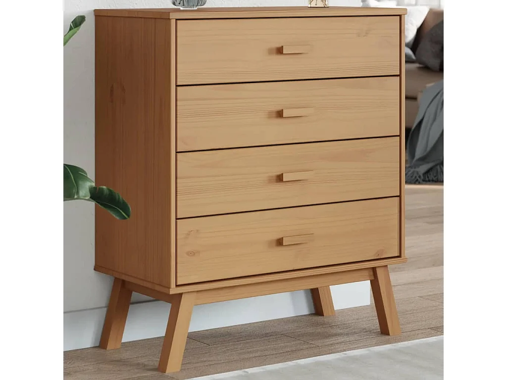 Armoire à tiroirs OLDEN marron bois de pin solide FR82851