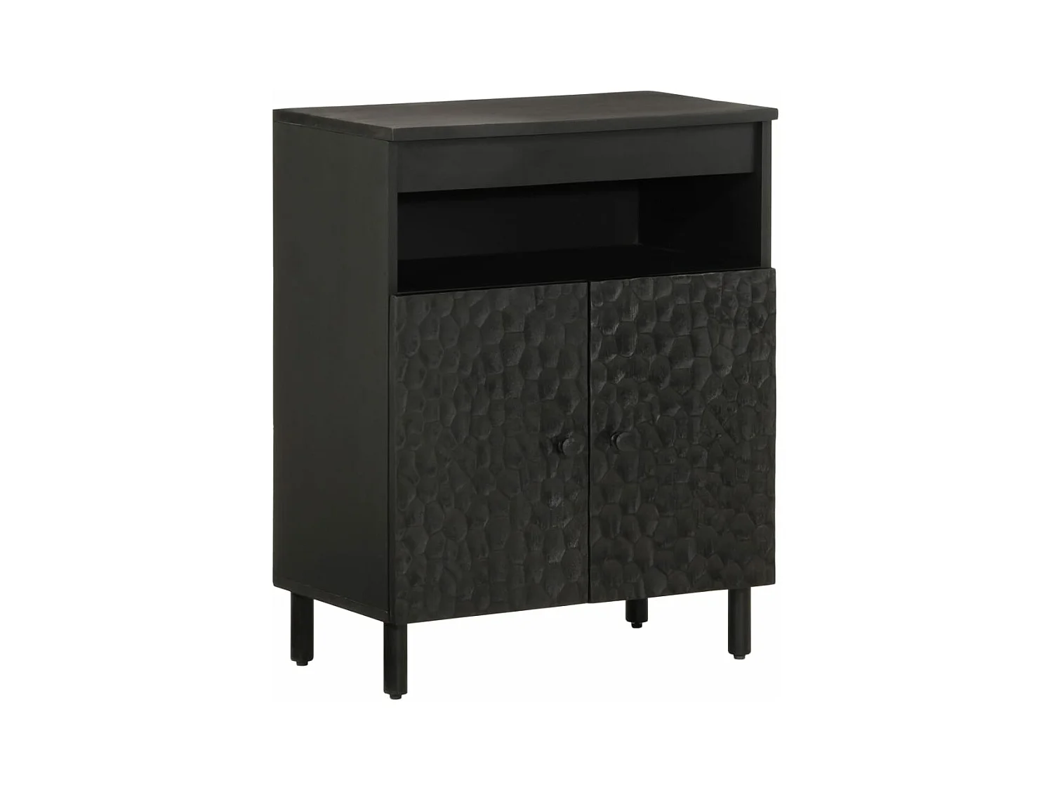 Armoire latérale noir 60x33x75 cm bois massif de manguier FR92391