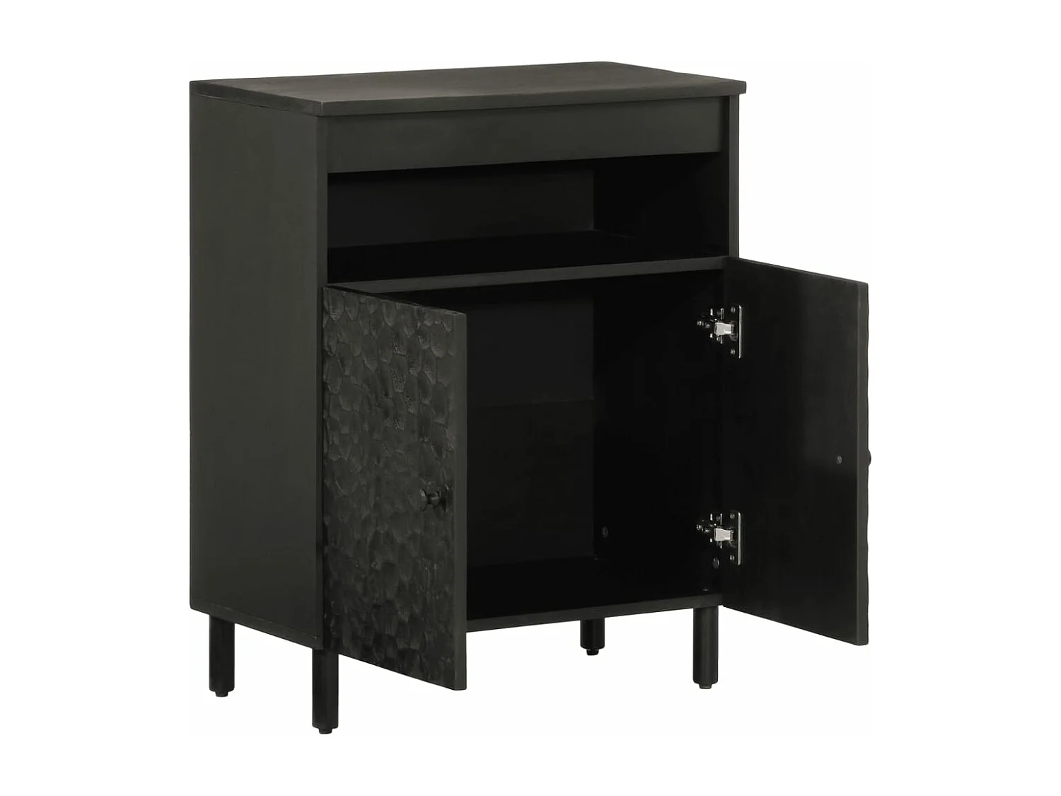 Armoire latérale noir 60x33x75 cm bois massif de manguier FR92391