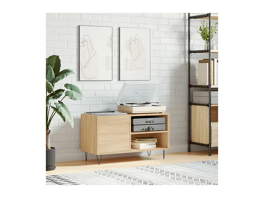 Platenkast 85x38x48 cm bewerkt hout sonoma eikenkleurig BE449172