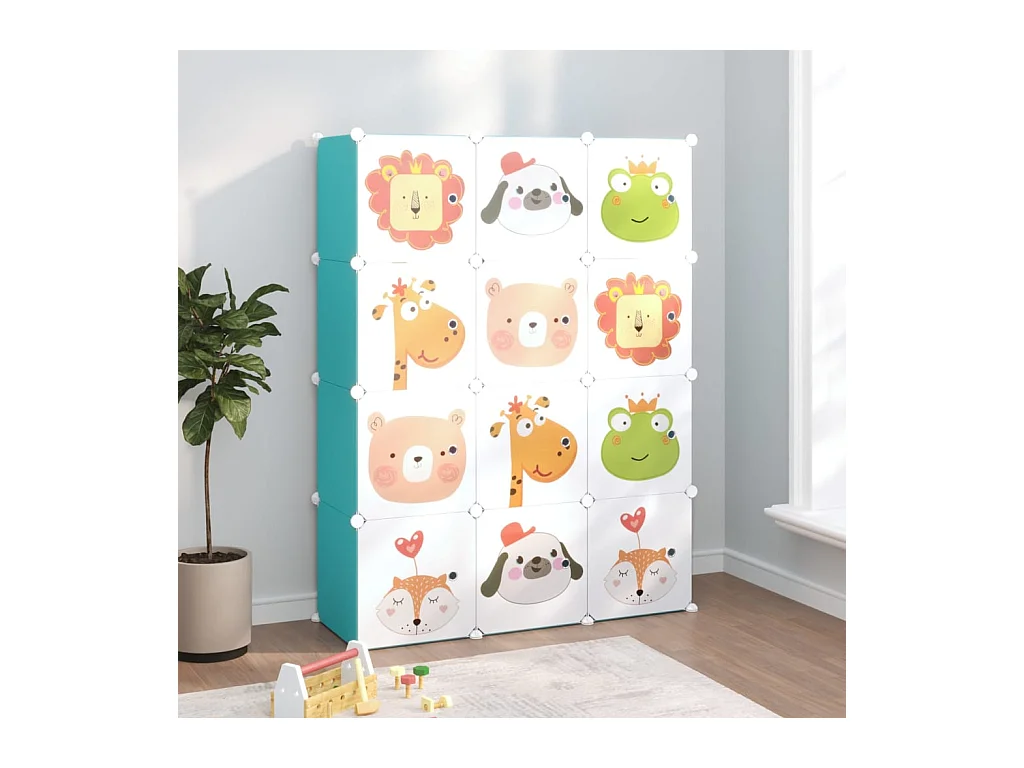 Armoire de rangement pour enfants avec 12 cubes Vert PP FR48277