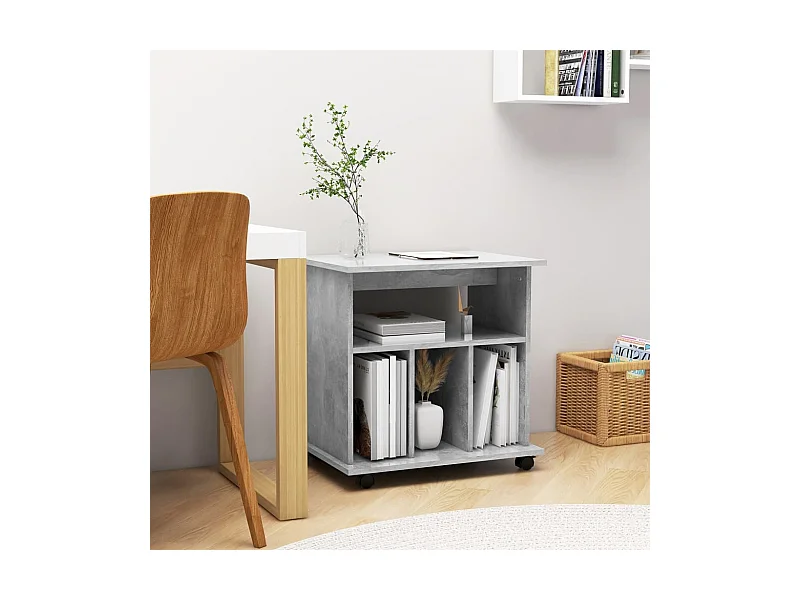 Armoire à roulettes Gris béton 60x45x60 cm Bois d’ingénierie FR16470