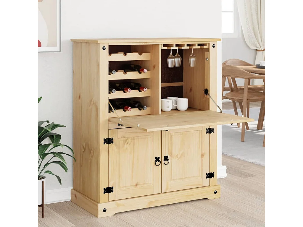 Botellero Corona madera maciza de pino 97x45x114 cm ES833100